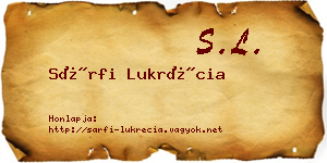 Sárfi Lukrécia névjegykártya